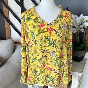 Counterparts Yellow Floral Blouse large women’s top